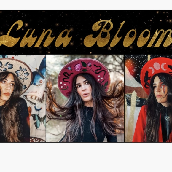 Luna Blum x Olive & Pique OOAK Hand Painted Lightning Bolt Wool Black Hat - Picture 16 of 16